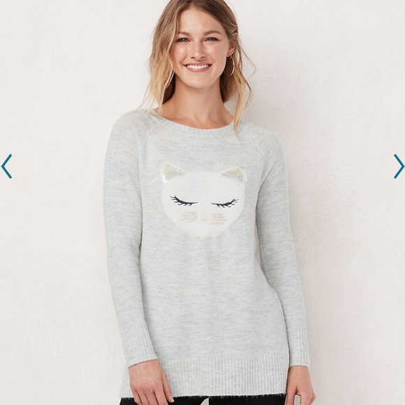 LC Lauren Conrad Sweaters - LC LAUREN CONRAD GREY CAT TUNIC SWEATER S XXL